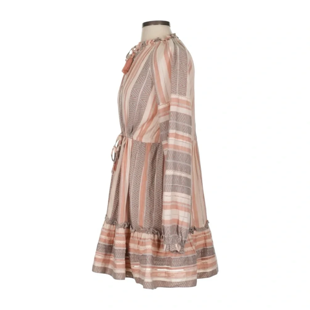 🌿 Veronica Beard Striped Cotton Mini‎ Dress | Tassel Tie | Boho Chic | Small